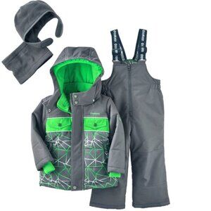 NWT Oshkosh B'gosh Baby Boys 4PC Snowsuit Set Jacket Overall Green Gray …